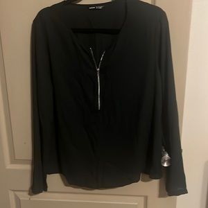 Black sheer zipper detailed top size LG from Shein.